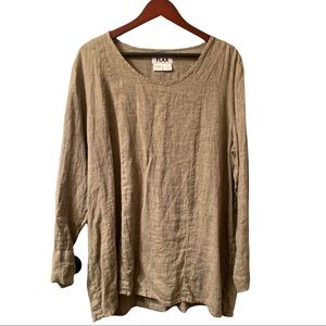 FLAX Linen Gray Long Sleeve Tunic Size Large
